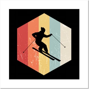 Skiing Retro Distressed Style Posters and Art